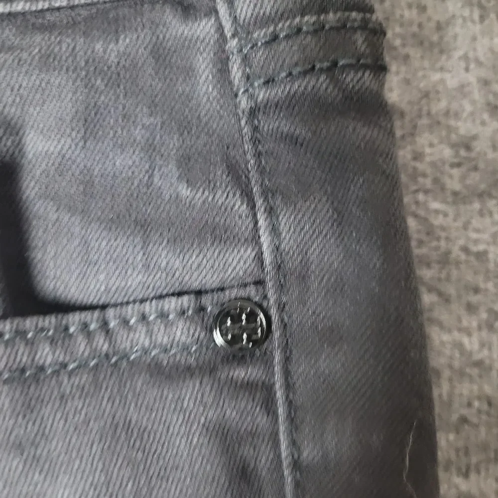 Tory Burch Super Skinny Womens Black Jeans Size 29 Embroidered Logo Packet